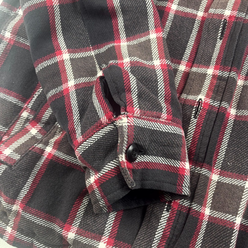 Vans off The Wall Flannel Shacket Mens M Black Red Plaid Lined Pockets Button-Up - Picture 9 of 11